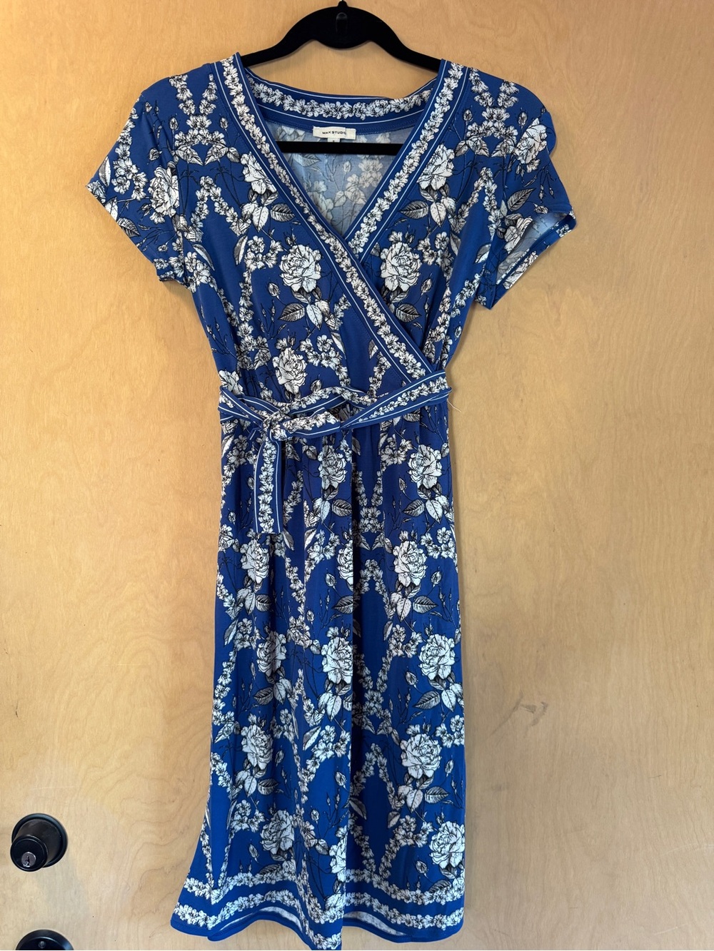 Max Studio Blue Floral Wrap Dress
